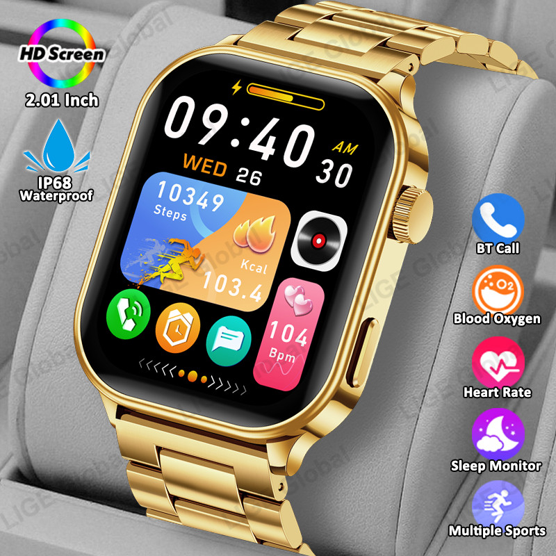 LIGE 2.01" HD Smart Watch for Men with Wireless Call, Sleep Monitor & 123 Sports Modes
