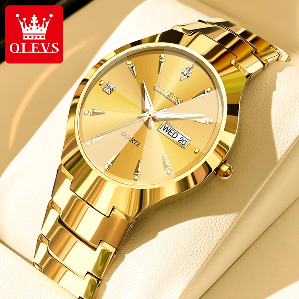 OLEVS 8697 Men's Watch Tungsten Steel Quartz Waterproof Watch Luminous Hands Weekly Calendar Display Luxury Brand