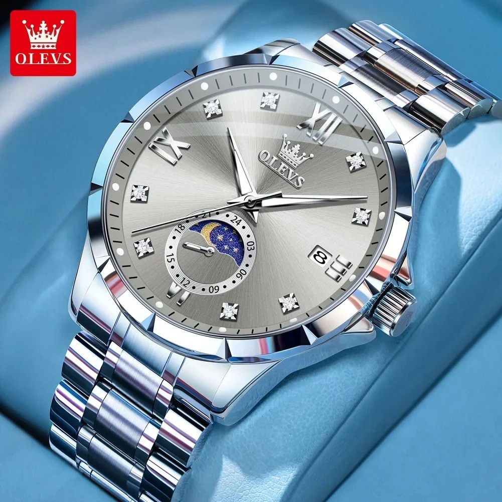 OLEVS 2956 Men's Waterproof Quartz Watch – Luxury Business Stainless Steel Wristwatch